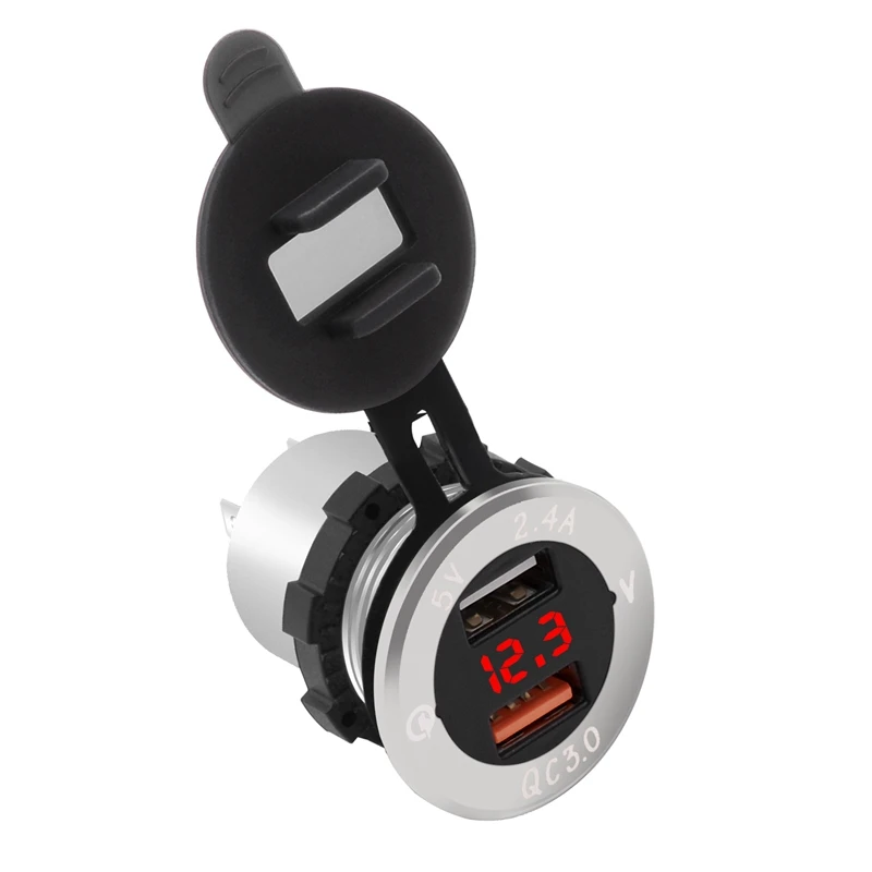 Алюминиевый сплав Быстрая зарядка Qc 3 0 двойной USB с вольтметром зарядное