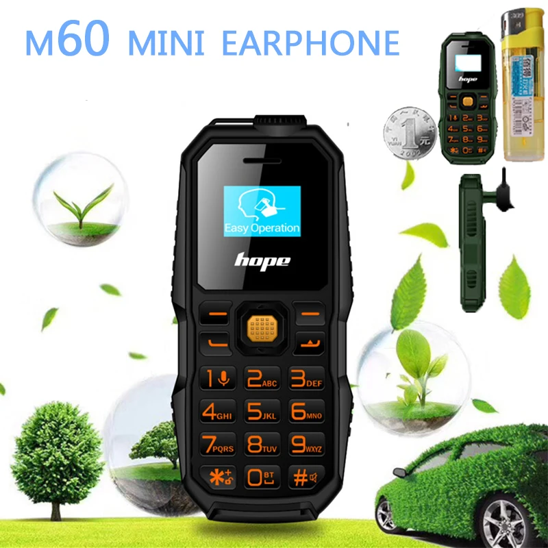 M60 мини дозвон телефон bluetooth наушники беспроводные 2 в 1 0 66 дюйма OLED Dual SIM MP3 pk i7s i9s bm10