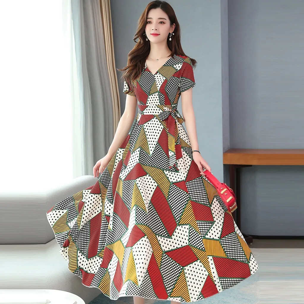 Женское модное платье в стиле бохо летнее повседневное Свободное с коротким