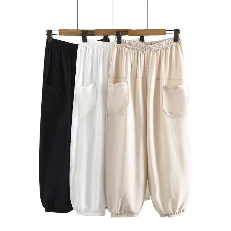 

Women's Clothing Pants Plus Size 4XL Summer 2021 Show Thin Loose Ice Cold Tencel Anti-Mosquito Trousers