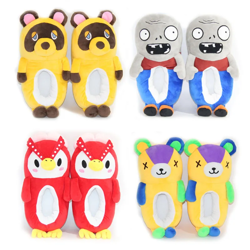 

Cartoon Animals Slippers Winter Warm Plush Slides Women Indoor Home Shoes Couple Floor Bedroom Non-slip Flip Flops Cotton Shoes