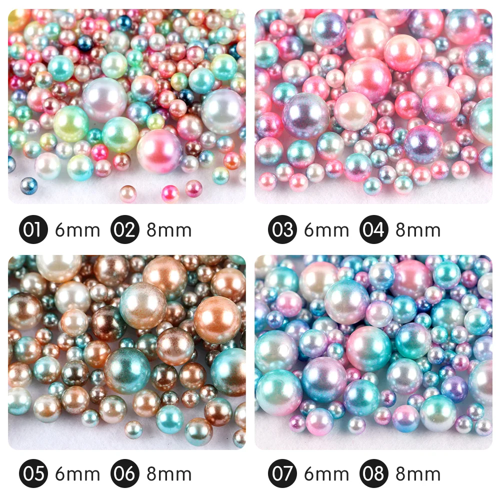 

Non-Porous Colorful Beads DIY Decorative Beads 6/8mm Fashion Imitation Pearl Loose Round Beads For DIY Scrapbooking Jewelry