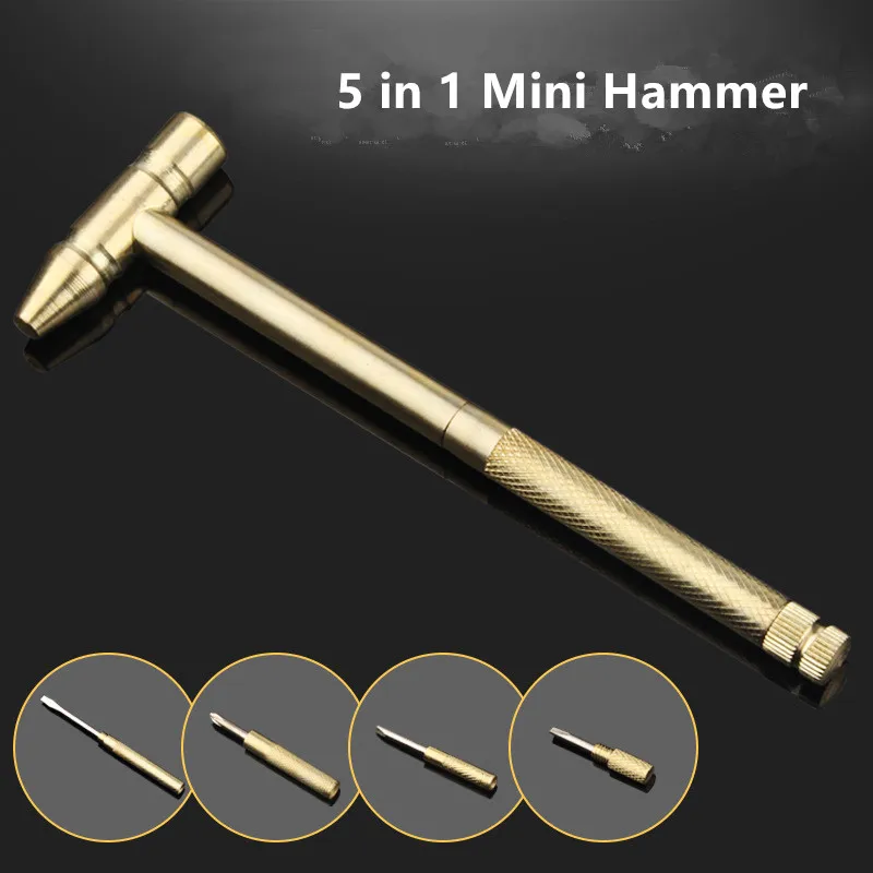 5 в 1 Многофункциональный медный мини молоток многофункциональная отвертка