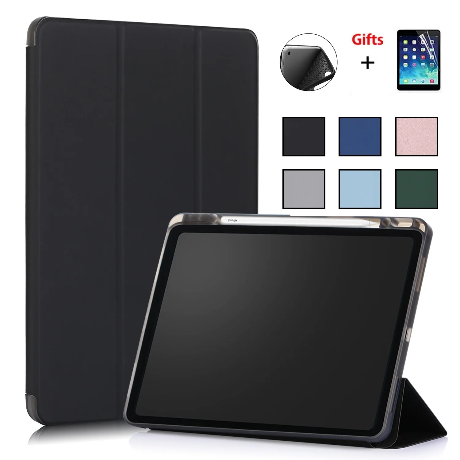 

For Apple iPad iPad Pro 12.9 4th Generation 2020 iPad Cover with Pencil Holder Soft TPU Back Cover iPad 12.9'' 2020 with Film
