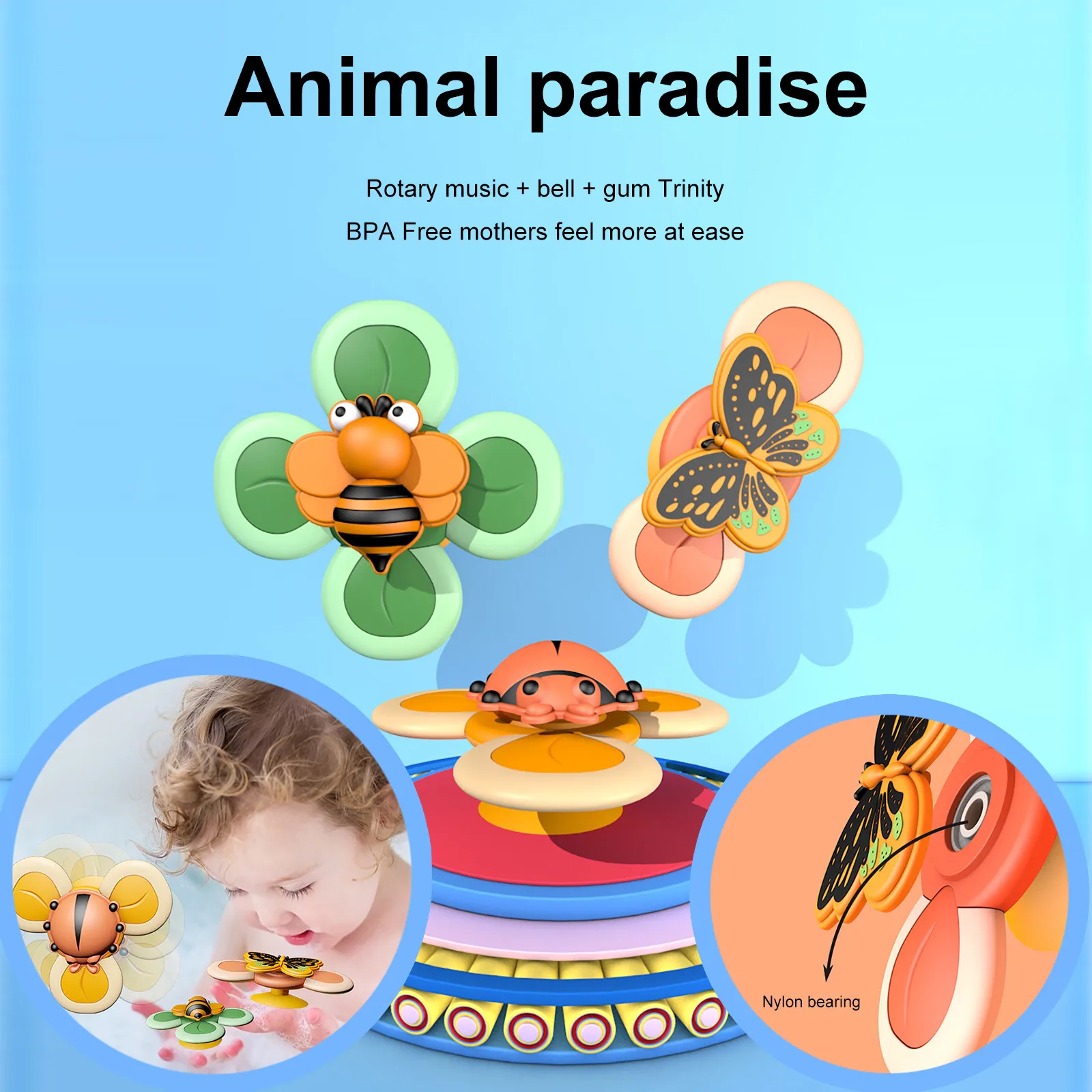 

Fidget Toys Rotating Toy Ice Cream Cartoon Rotating Suction Toy Suction Cup Rotating Children's Interactive Game Fidget Cute Toy