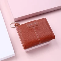 brand brown women wallet soft pu leather female purses mini hasp card holder coin short wallets slim small purse zipper keychain