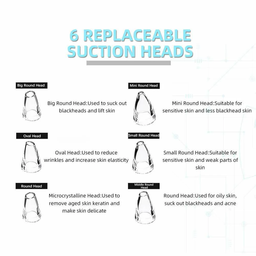 

6 in 1 Electric Blackhead Remover Facial Skin Pore Cleaner Vacuum Acne Cleanser Beauty MH88