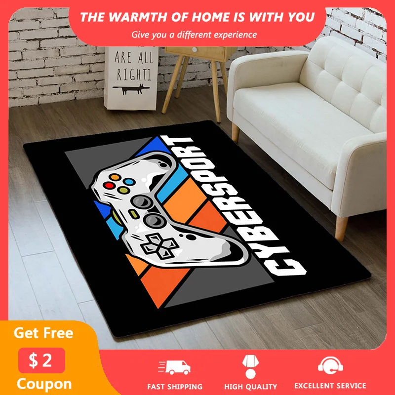 

Drop Shipping Cartoon Kids Carpets Gamepad Printed Rugs Bedroom Playing Room Carpets for Living Room Non-Slip Washable Carpet