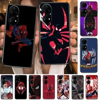 marvel avengers spider man super hero phone case for huawei p50 p40 p30 p20 10 9 8 lite e pro plus black etui coque painting hoe