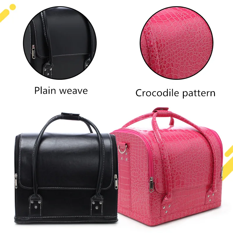 Портативный кожаный ящик для хранения инструментов макияжа профессиональный