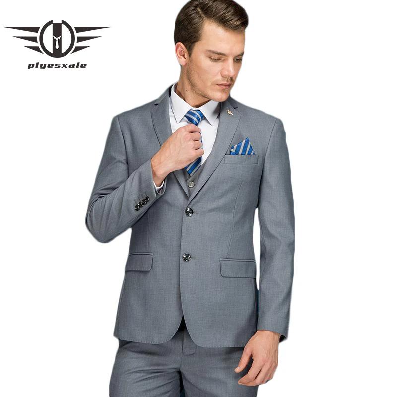 

Plyesxale Woolen Suit Men Wedding Suits 2021 Costume Homme Mariage Terno Slim Fit Masculino 2 Piece Grey Men's Suits Formal Q6