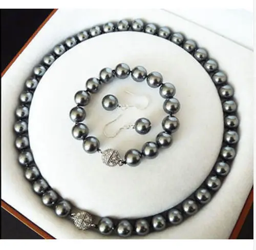 Бесплатная доставка &gt&gt&gt&gt&gt 12 мм Фотоэлементы черного жемчуга ожерелье браслет