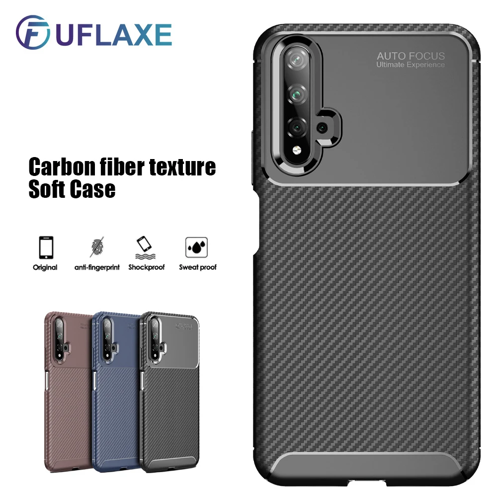 

UFlaxe Soft Silicone Case for Huawei Nova 5T 5Z 2i 4e Carbon Fiber Texture Ultra-thin Shockproof Cover Nova 5 5i Pro
