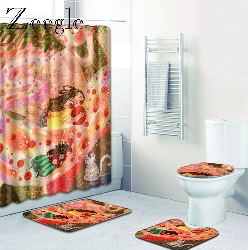 

Zeegle Carpet for Bathroom Toilet Shower Anti Sip Green Bath Mat Quick Dry Mat Floor Mat Bathroom Shower Curtain and Rug Sets