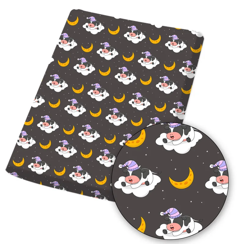 1 шт. простыня из полиэстера и хлопка с принтом Луны коровы 45x145 см|Ткань| |