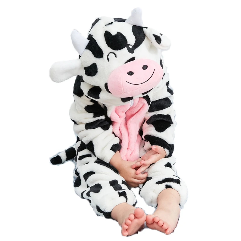 

Baby Clothes Cow Rompers Boys Girl Flannel Infant Jumpsuit Newborns Bebe Winter Onesie Pyjamas Animal Toddler Costume Sleepwear