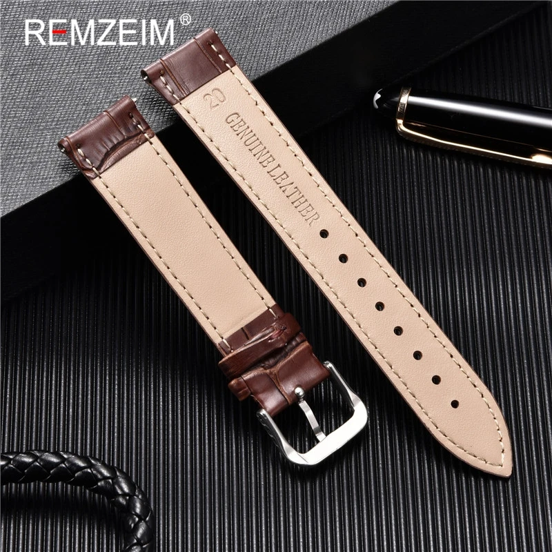 Calfskin Leather Watch Strap 16mm 18mm 20mm 22mm 24mm Watchband For Women Men Watch Accessories Solid Buckle Black Brown