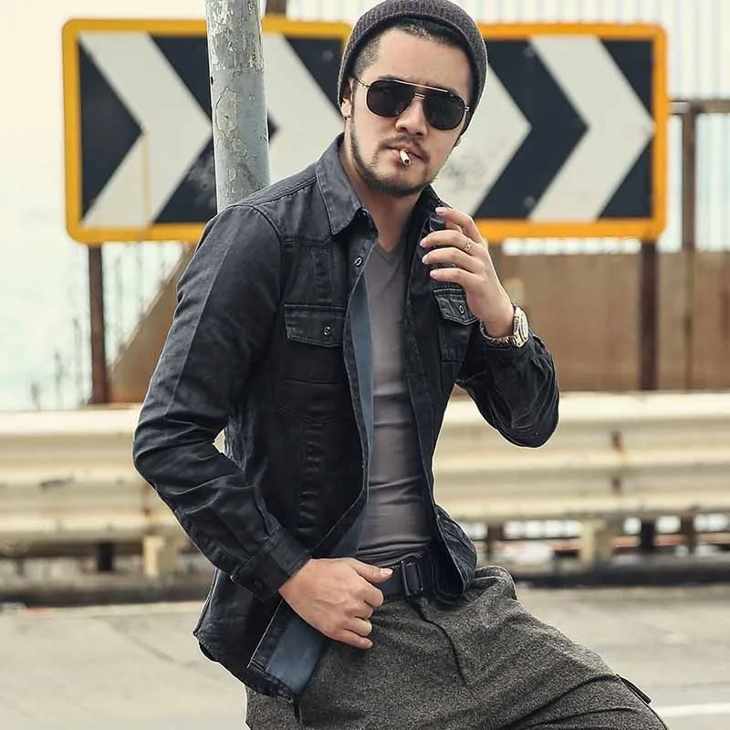 

Весна 2020 винтажная Повседневная рубашка в стиле сафари, однобортная рубашка с длинными рукавами, брендовые деловые топы, блузки для мужчин, ...