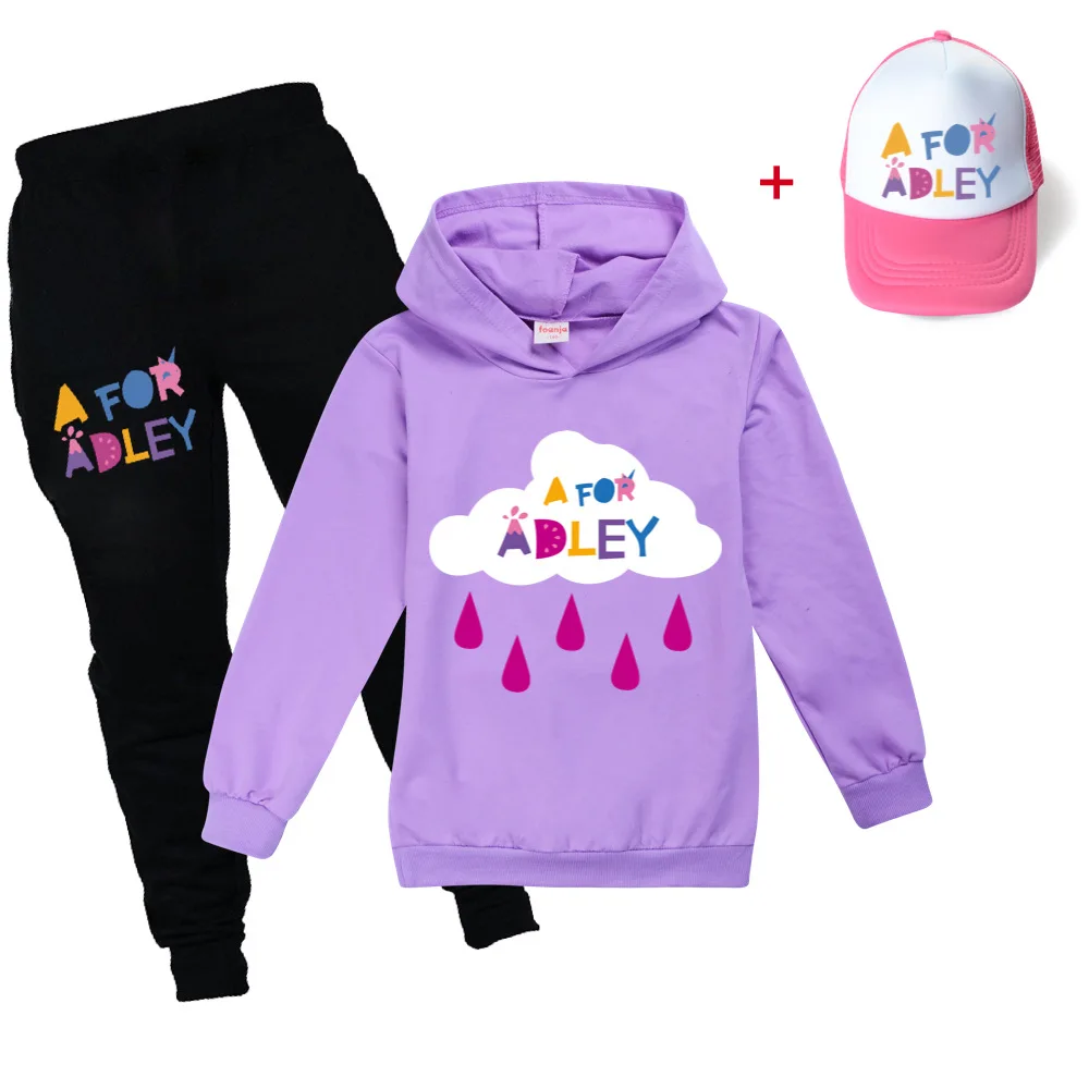 2-16Y Kids Clothing Set Children Clothes Sets A for Adley 3D Print Baby Girls Outfits Teenagers Boys Casual Sports Suit +Sun Hat