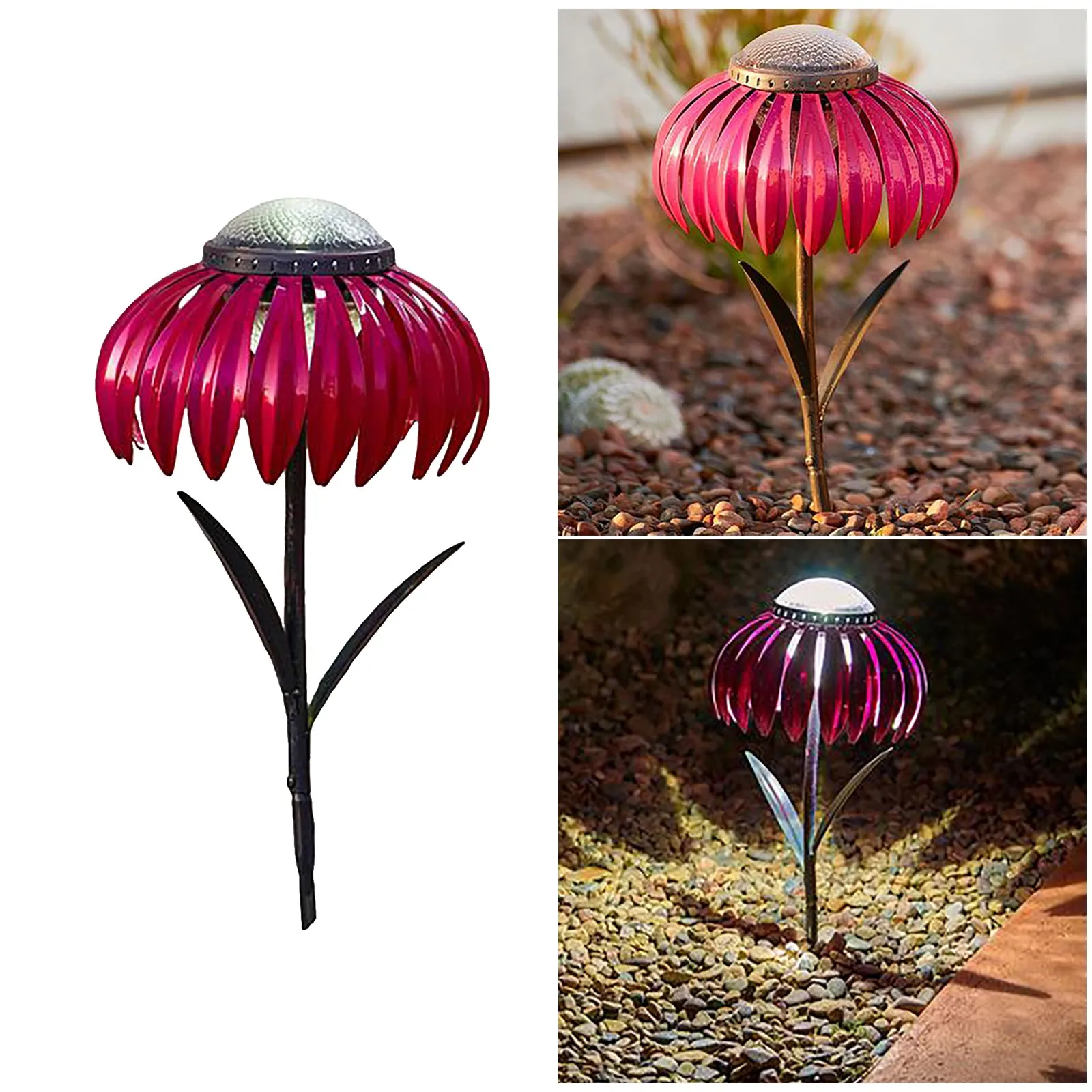 

Metal Flowers Solar Lights Stake Art Solar Lamp Waterproof Outdoor Pathway Yard Lawn Courtyard Lamps For Garden Decor Light#g3