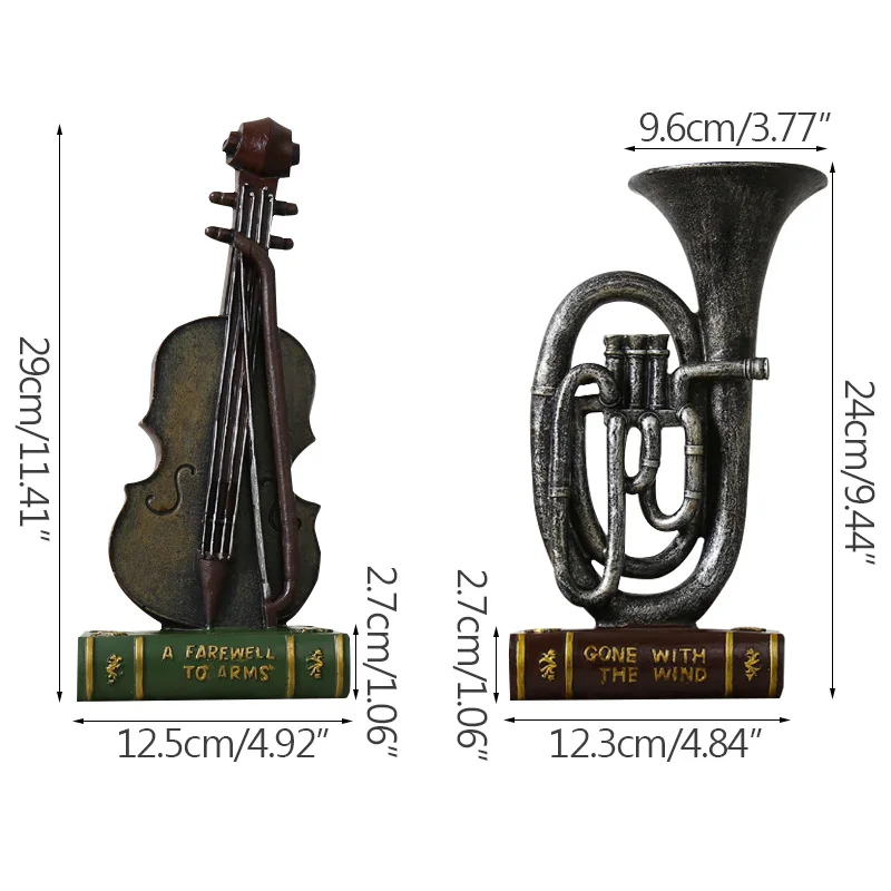 

Nostalgic Vintage Instrument Sculpture Home Decoration Bar Desktop Decor Figurines Living Room TV Cabinet Display Birthday Gift
