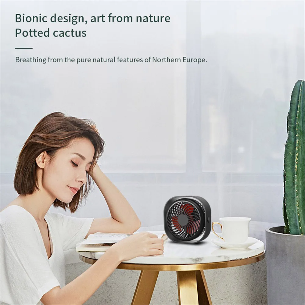 

VNBBT 360 Rotation Mini USB Desktop Cooling Fan Portable 3 Speeds Strong Wind Super Mute for Office Home With 2000mAh Battery