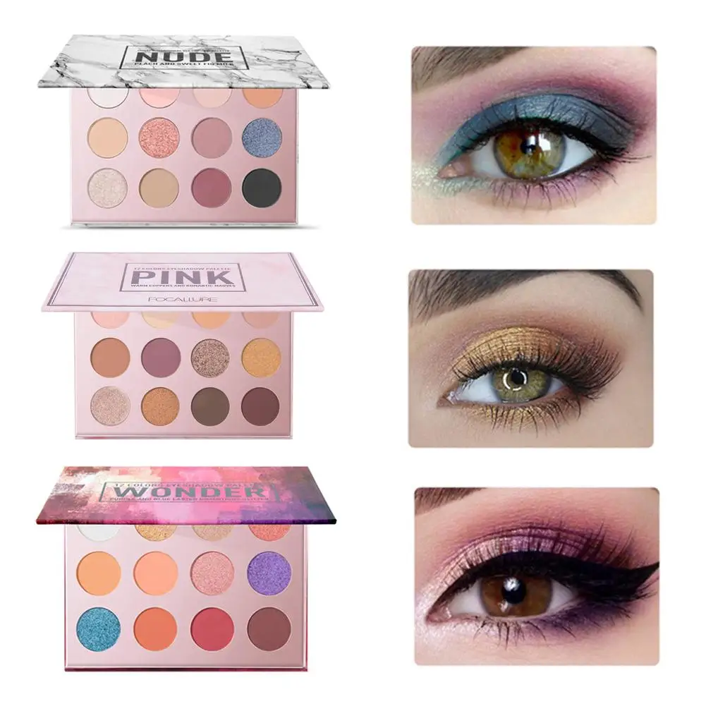 Палитра теней для век FOCALLURE 12 цветов пигментные тени легкие в носке матовые