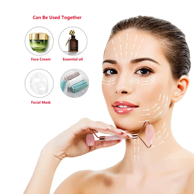 

Popular Face Lift Massager Roller Plate Natural Jade Stone Eye Neck Facial Massage Relaxation Board Double Head Face Lift Roller