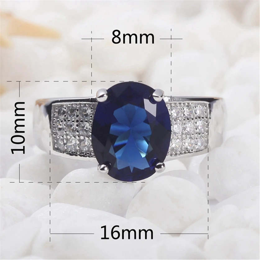 Женское кольцо из серебра 925 пробы с темно-синим фианитом | Украшения и аксессуары