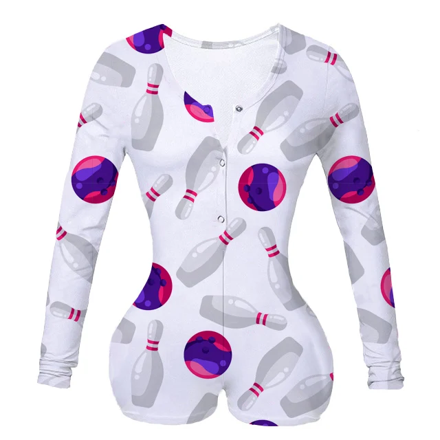 

Women Custom Made Strike Sublimation Print Summer Long Sleeves Onesie
