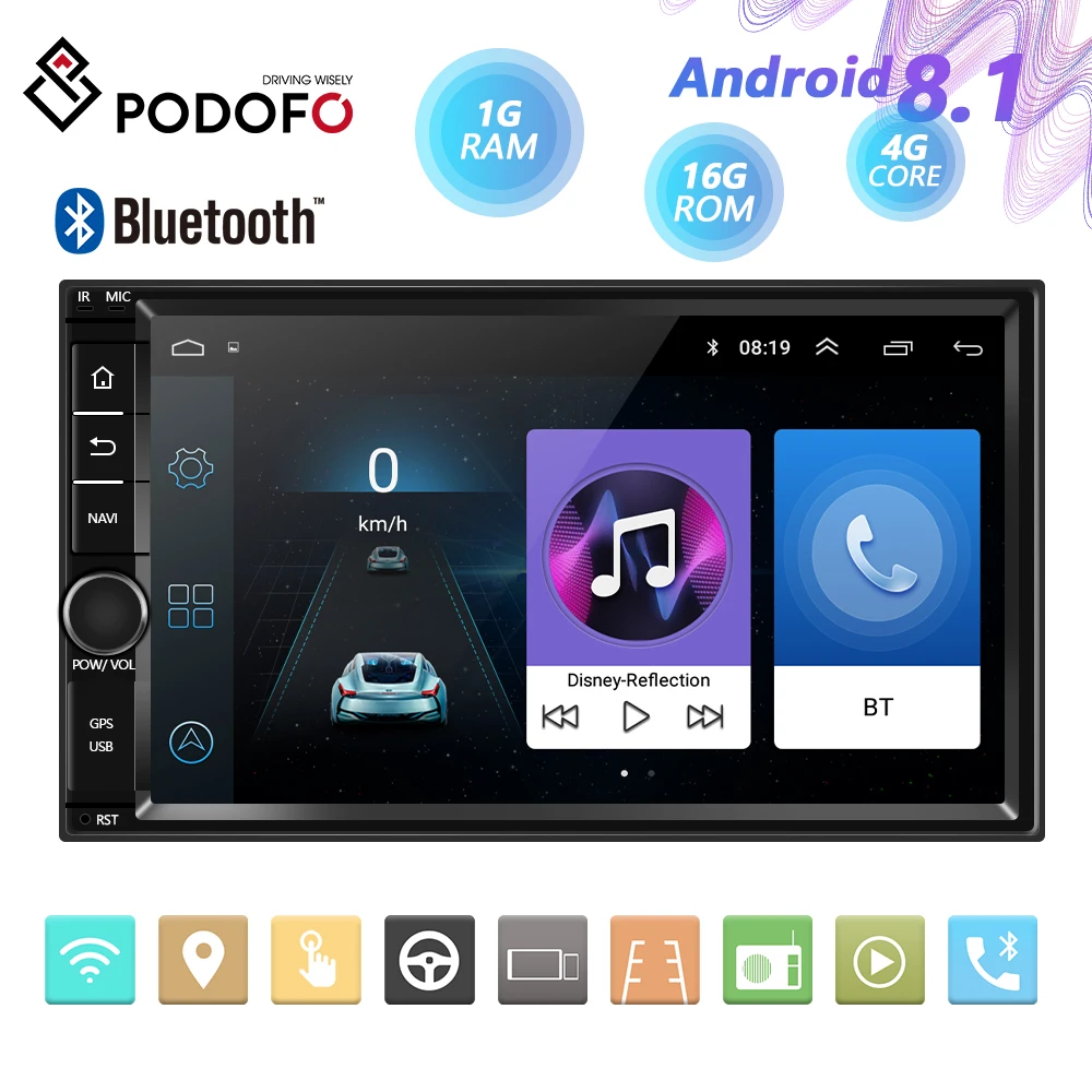 

Автомагнитола Podofo, мультимедийный плеер на Android, с GPS, для Nissan, Hyundai, Kia, toyata, Chevrolet, Ford, Suzuki, Mitsubishi, типоразмер 2DIN