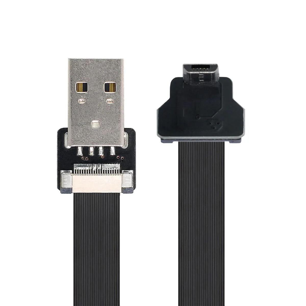 

Micro USB 5Pin Male Data Flat Slim FPC Cable for FPV & Disk & Phone to Down Angled USB 2.0 Type-A Male