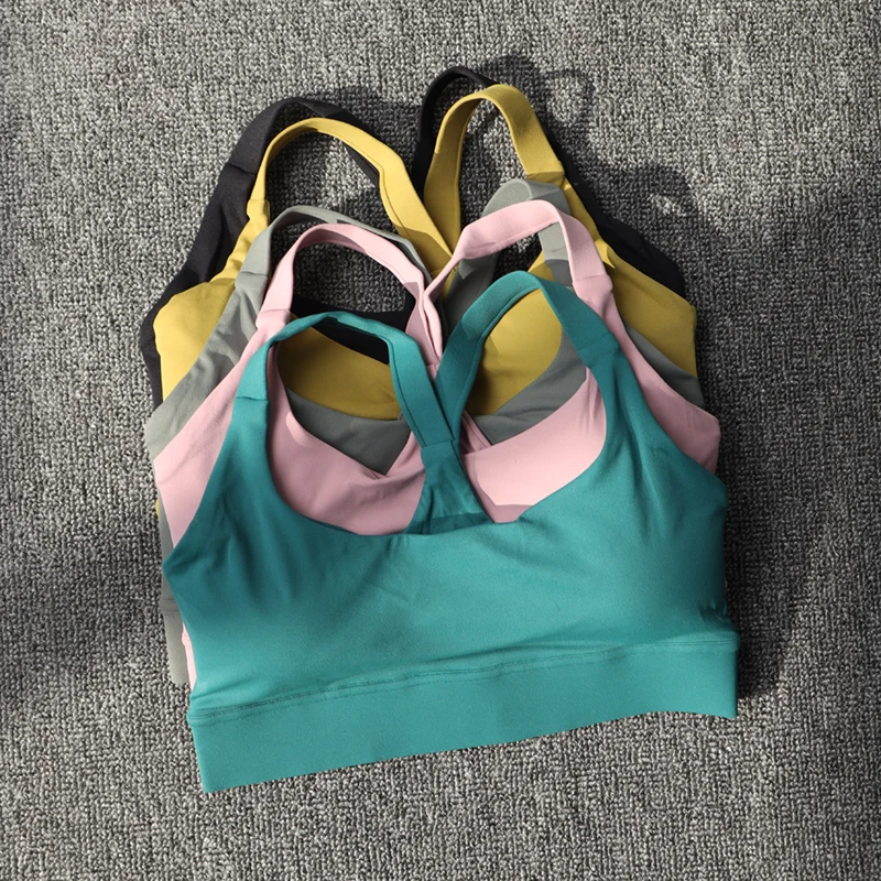 SOISOU New Training Women Top Bra Underwear Gym Yoga Fitness Women's Bra Buckle Shockproof Strong Holding Sports Bra 5 Colors