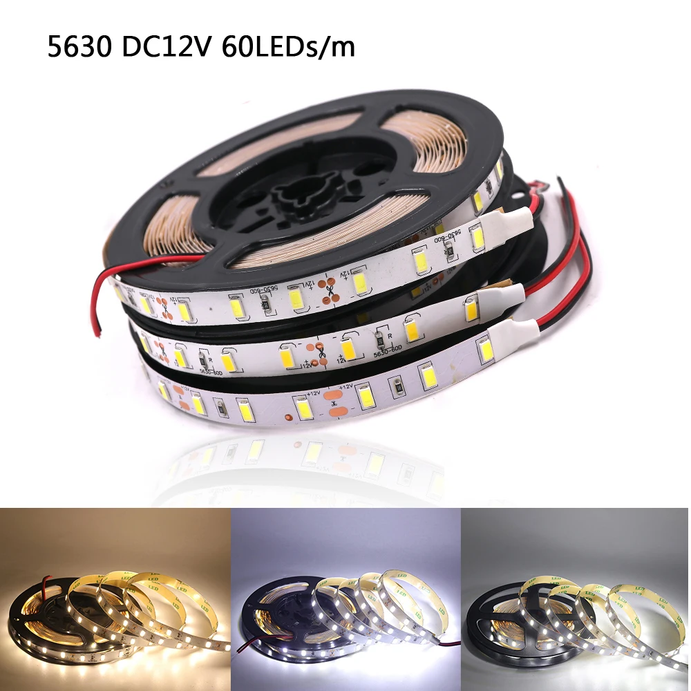 5 м Светодиодная лента 5054 5050 SMD 120 светодиодный 60 светодиодный 2835 5630 12 В DC гибкий светильник водонепроницаемый гибкий светодиодный светильник для украшения дома 8 цветов