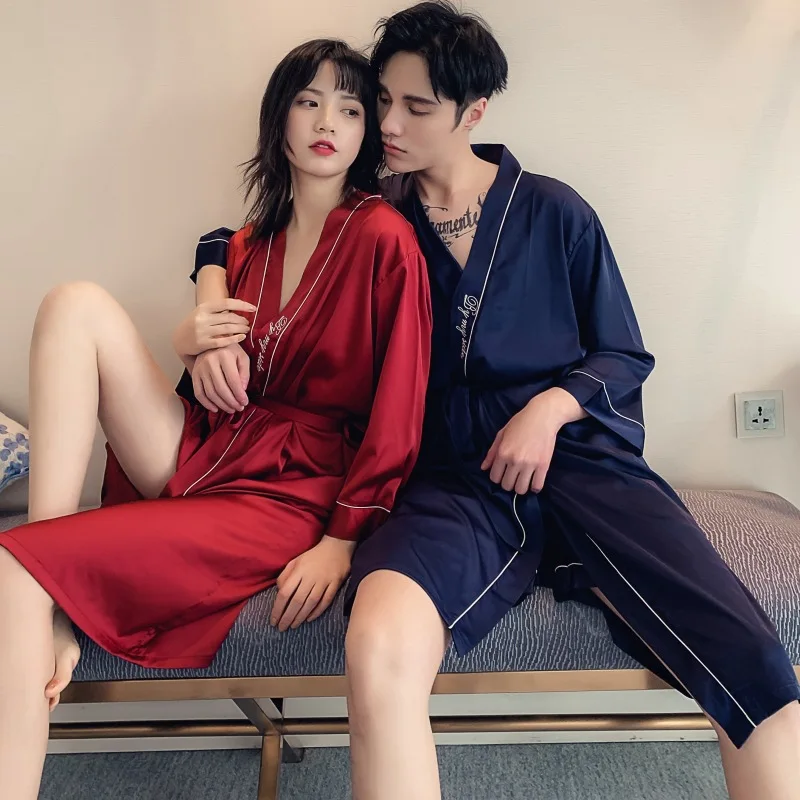 Весеннее утреннее платье имитирует шелковую одежда для сна влюбленных женская