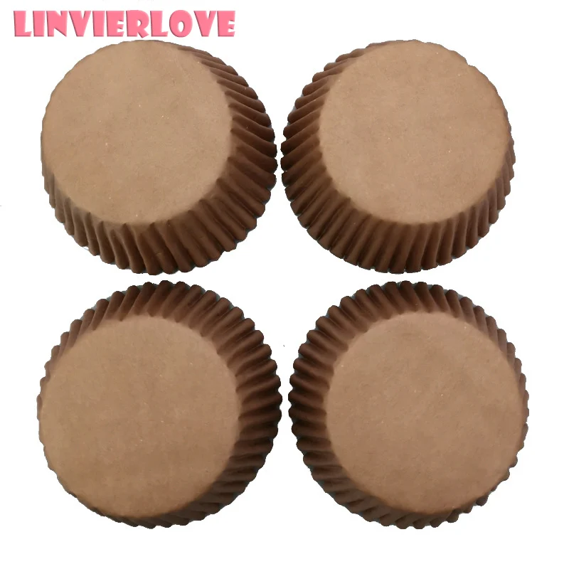 LINVIERLOVE 100 шт. твердая коричневая оболочка для кексов бумажная чашка выпечки