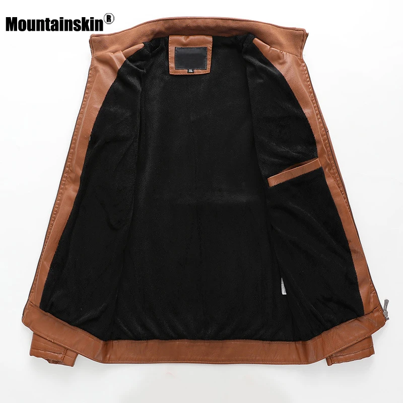 Мужская кожаная куртка Mountainskin повседневная мотоциклетная из искусственной кожи