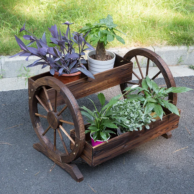 

Vintage Wood Plant Stand Anticorrosive Plant Shelves Flower Rack Ladder Shelf Indoor Plants Stand Floats Park Garden Decoration