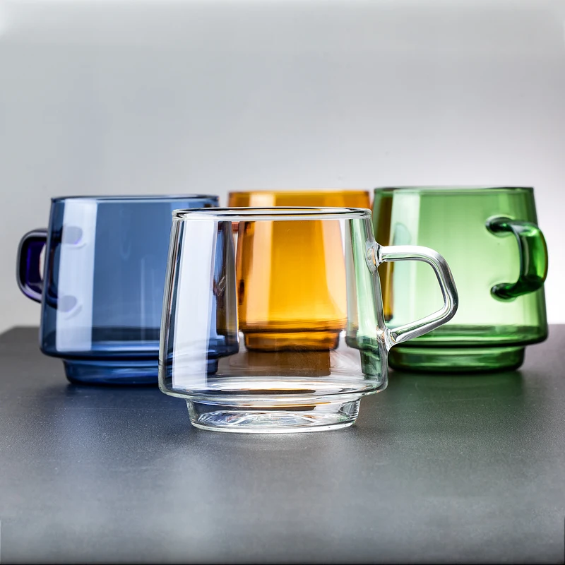 

Стеклянная цветная кофейная чашка ручной работы, термостойкая кофейная чашка с ручкой, бытовая стеклянная чашка