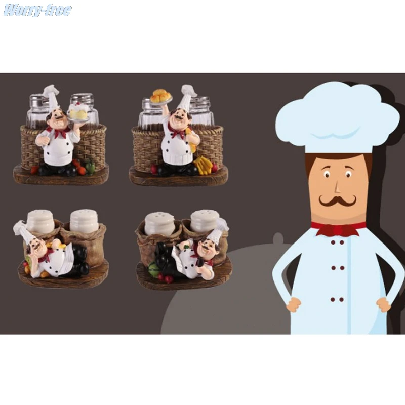 Милая Статуэтка шеф-повара подставка для соли и перца кухонные украшения