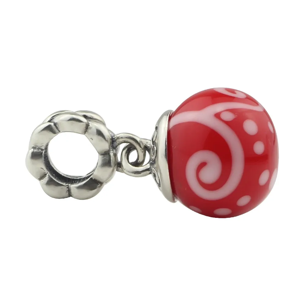 

925 Sterling Silver Beads Charm Handmade Red Glass Bead Pendant Fit European Troll 3.0mm Bracelet Jewelry