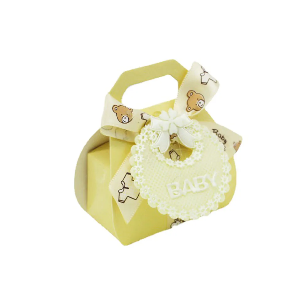

50PCS/Packs European Style Hot-selling Spot Wedding Candy Box Baby Hand Bag Baby Birthday Candy Box Birthday Bib Baby Box