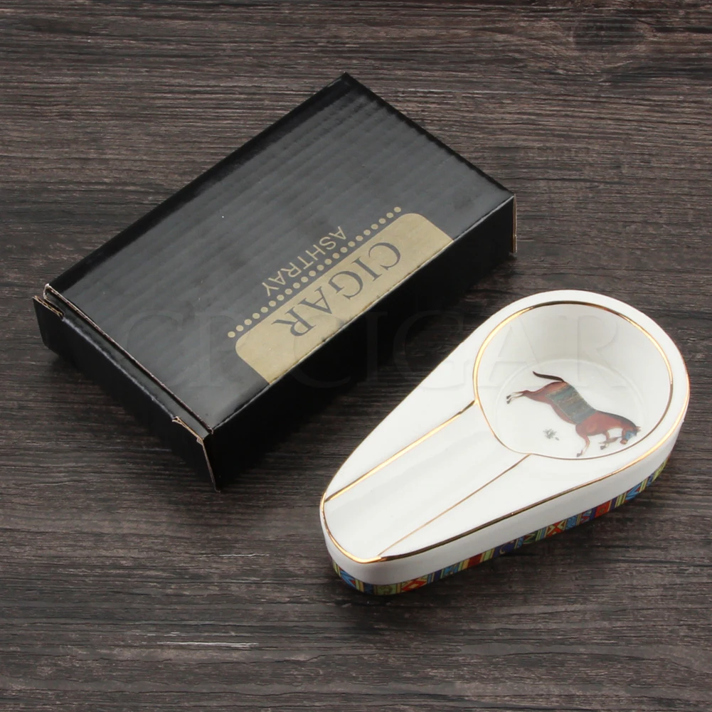 

COHIBA Pocket Ashtray Mini Ceramic Cigar Ashtrays Portable Outdoor Ash Tray Small Luxury For 1 Cigars Ashtray Holder Stand