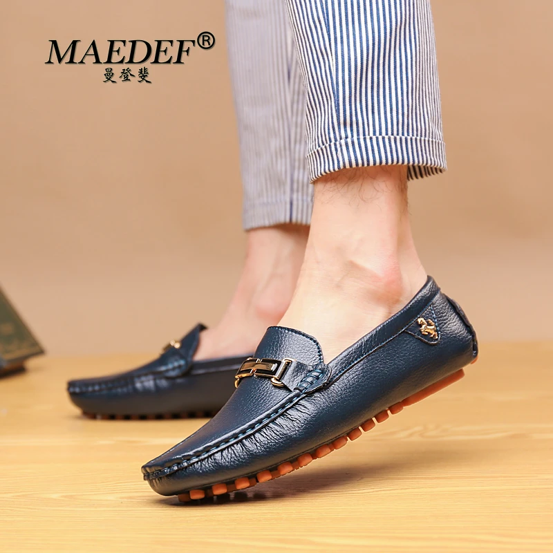 

Genuine Leather Men Casual Shoes Men Loafers Moccasins Breathable Slip on Black Driving Shoes