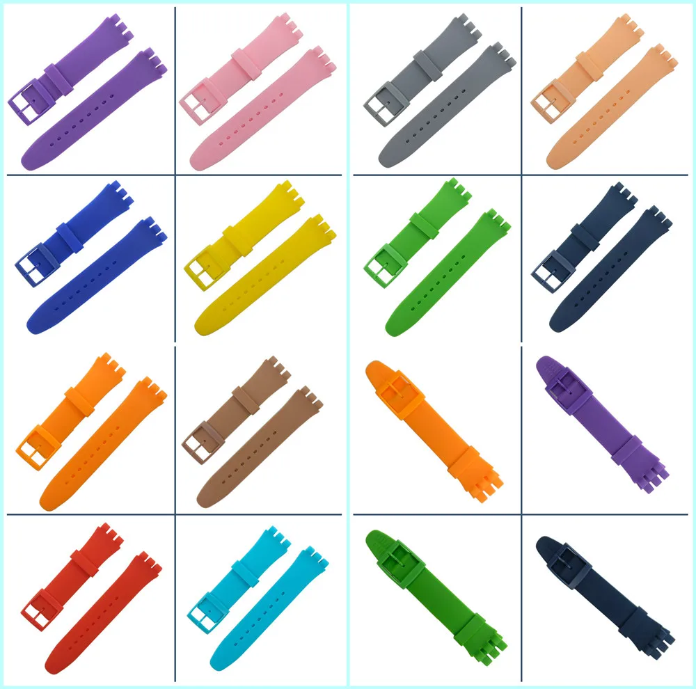 Ремешок для наручных часов Swatch 16 мм 17 19 20 резиновый силиконовый ремешок