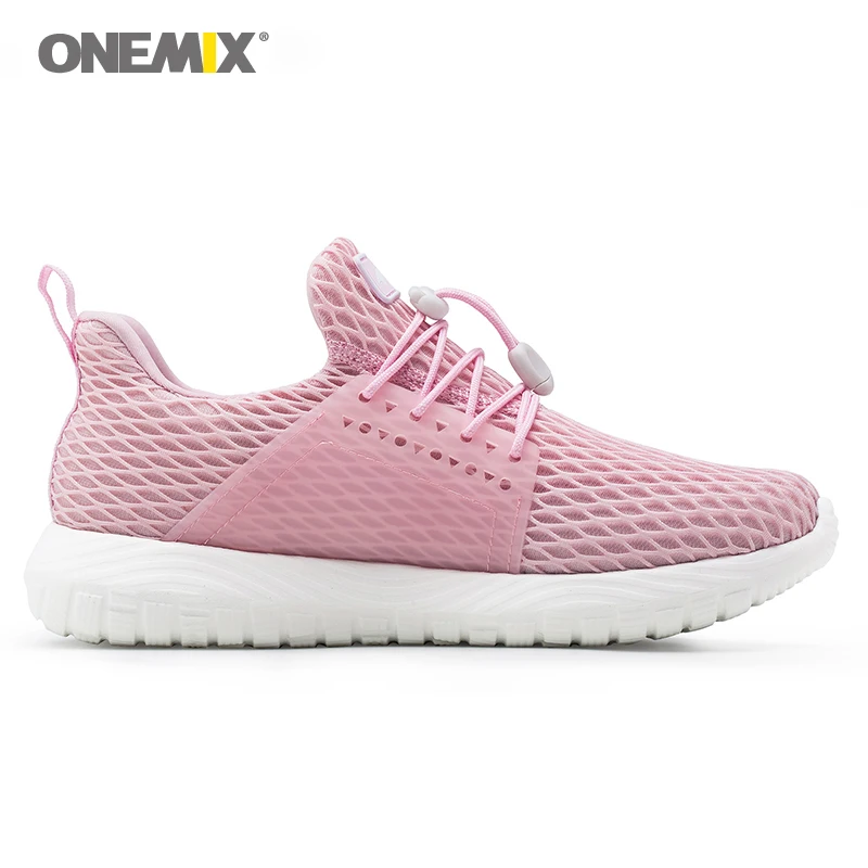 Мужские и женские кроссовки ONEMIX розовые сетчатые дышащие для бега прогулок