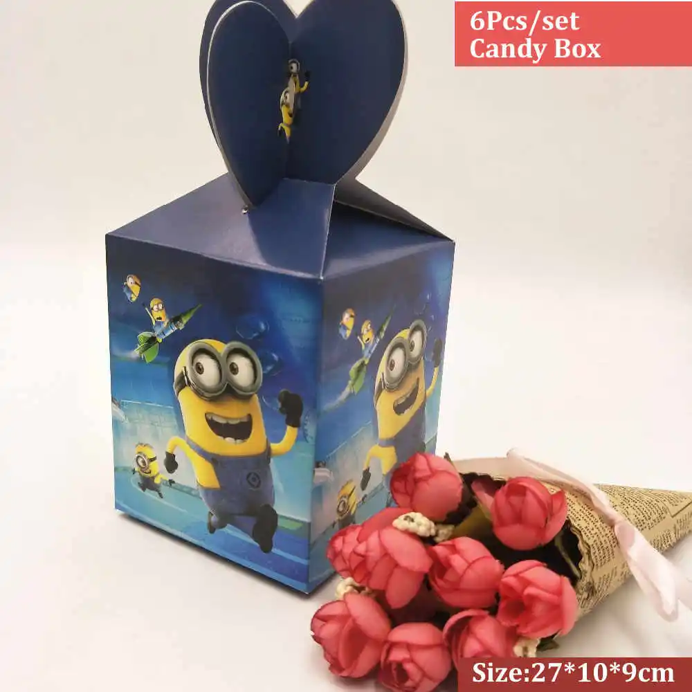 6pc Candy Box Миньоны, маска для глаз для детей, милые вечерние очки для маленьких желтых людей, детские игрушки, аксессуары - Цвет: 6pc Candy Box