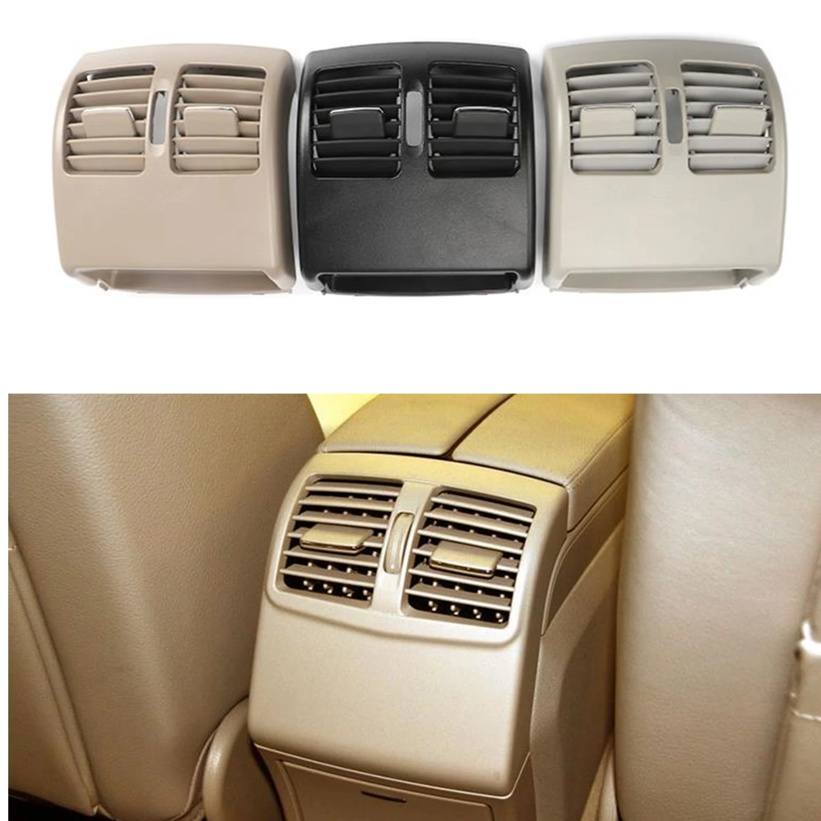 

For Mercedes W212 E Class 2009-2011 Beige Car Rear Center Console Fresh Flow Air Conditioning Outlet Vent Grille Grill Cover Kit