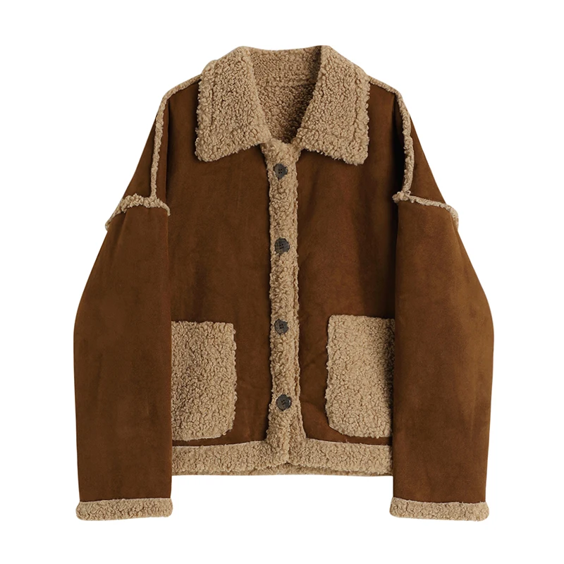 Женские винтажные замшевые меховые куртки с шалью однобортная куртка из овечьей