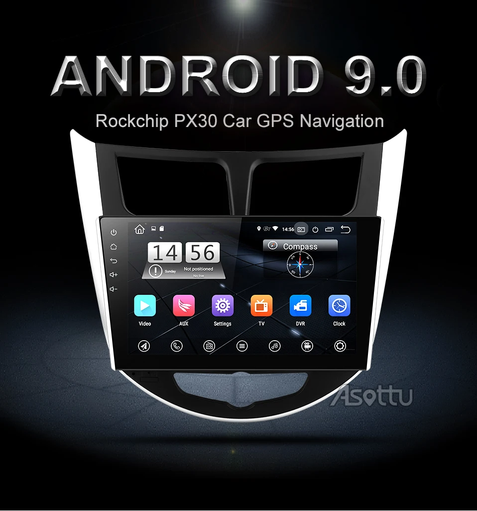 Asottu HY302 Android 9,0 PX30 автомобильный dvd для hyundai Solaris Verna Accent автомобильный головной убор радио плеер навигация gps автомобильный dvd